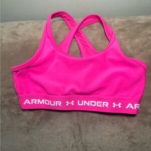 Under Armour Girls’ Youth Medium Hot Pink Crossback Sports Bra